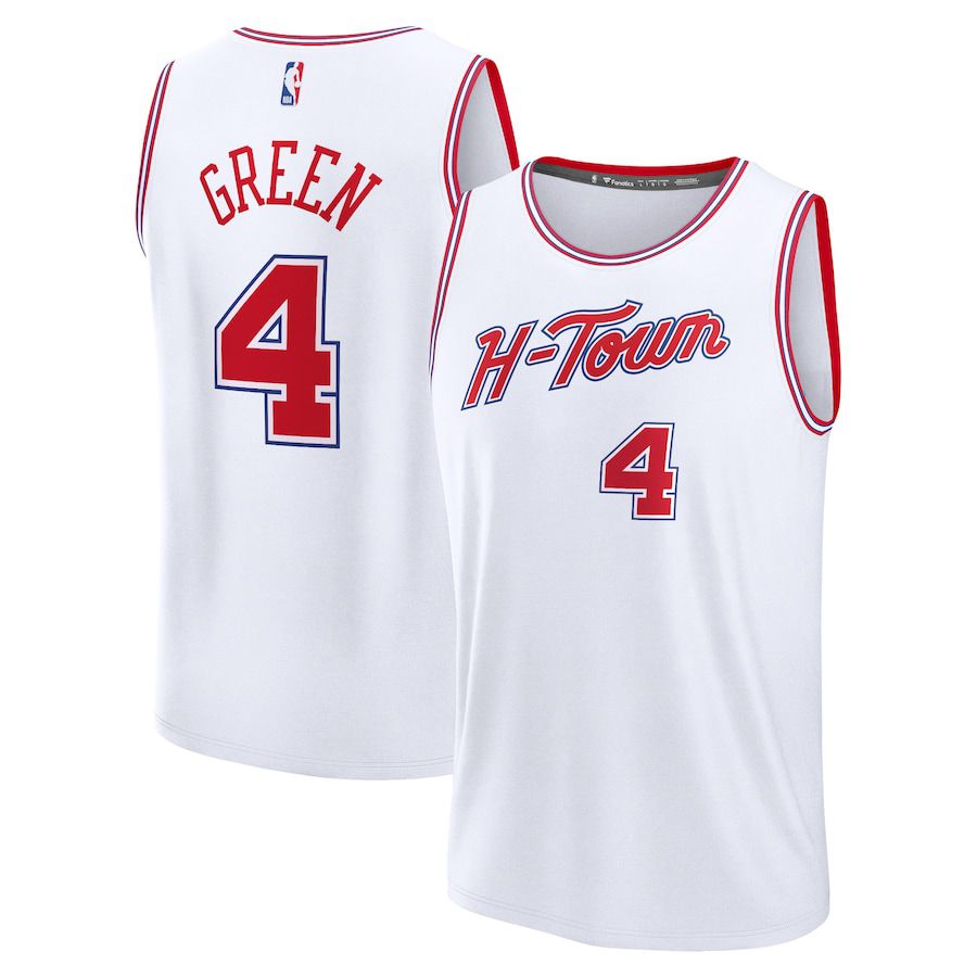 Men Houston Rockets #4 Jalen Green Fanatics Branded White City Edition 2023-24 Fast Break NBA Jersey->dallas mavericks->NBA Jersey